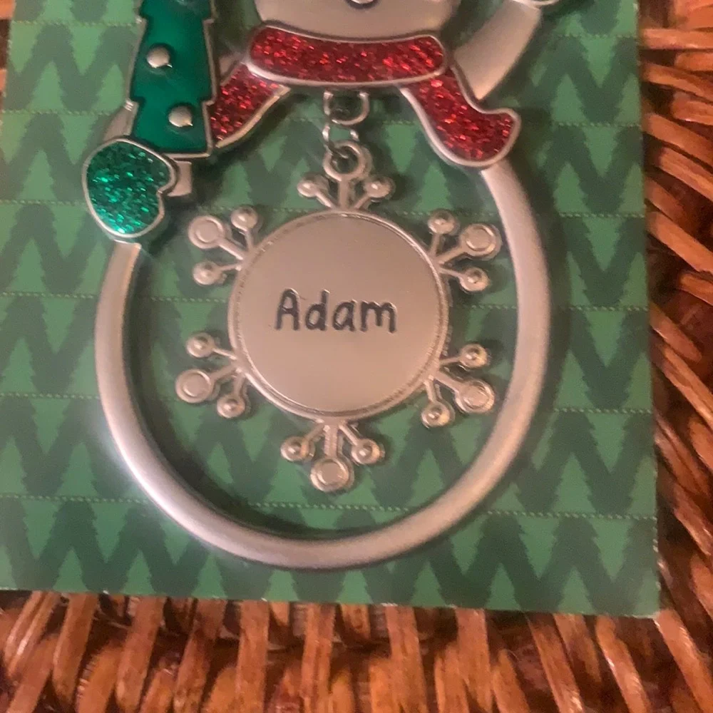 🌸 $3 if bundled ADAM Engraved Collectible Snowman Christmas Ornament GANT NWT